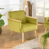 Fauteuil en velours vert et bois TIM