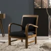 Fauteuil exotique en Teck et Coton noir 61x63x81cm DIKA