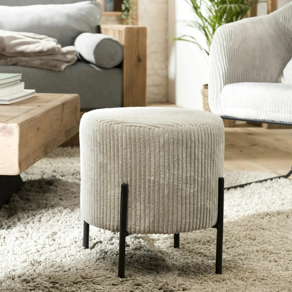 Fauteuil gris anthracite en velours côtelé TIM