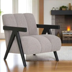 Fauteuil marron style moderne en tissu BERLIN