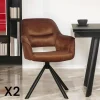 Fauteuil pivotant bi-matière, couleur cuivre (lot de 2) IENA