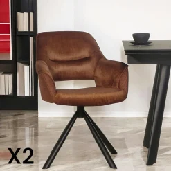 Fauteuil pivotant bi-matière, couleur cuivre (lot de 2) IENA