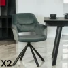 Fauteuil pivotant bi-matière, couleur lagon (lot de 2) IENA