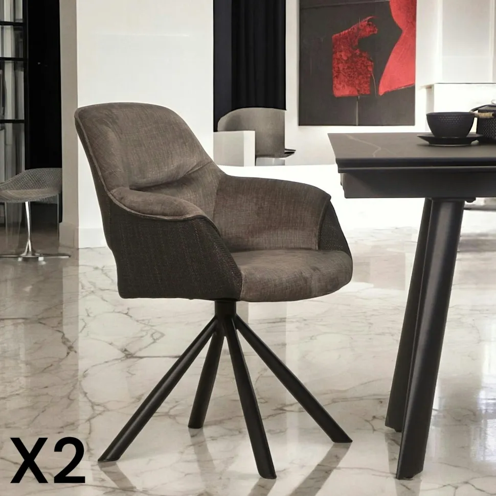 Fauteuil pivotant bi-matière, couleur lagon (lot de 2) IENA