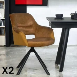 Fauteuil pivotant bi-matière, couleur lagon (lot de 2) IENA