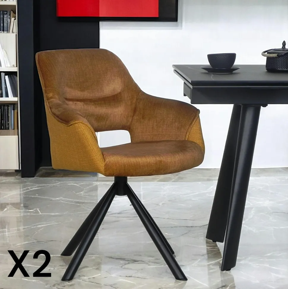 Fauteuil pivotant bi-matière, couleur lagon (lot de 2) IENA