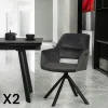 Fauteuil pivotant bi-matière, couleur grise (lot de 2) IENA