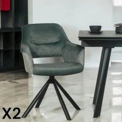 Fauteuil pivotant bi-matière, couleur grise (lot de 2) IENA
