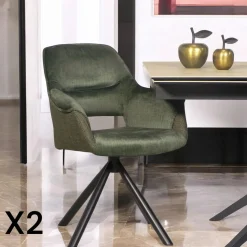 Fauteuil pivotant bi-matière, couleur verte (lot de 2) IENA