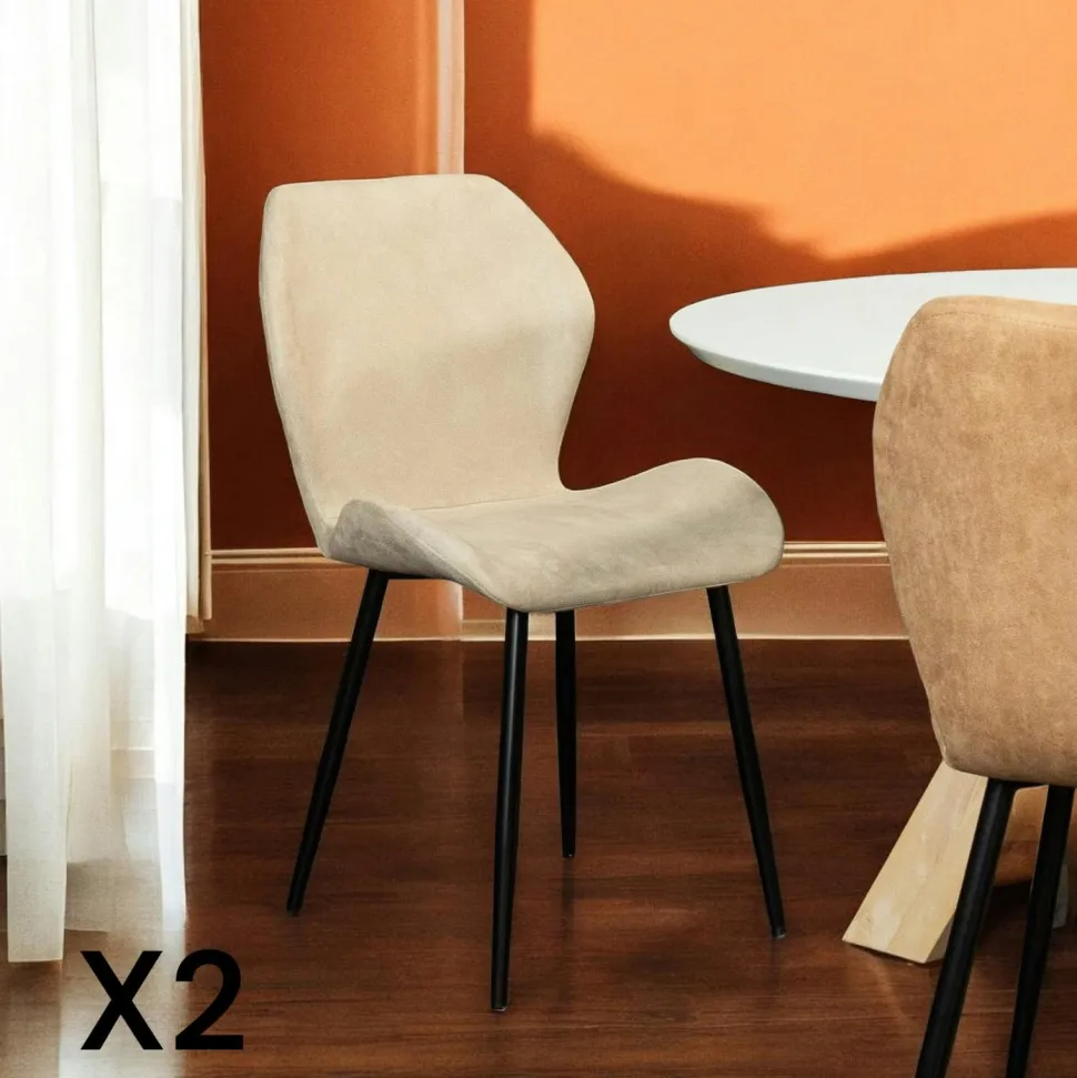 Fauteuil pivotant bi-matière, couleur moutarde (lot de 2) IENA