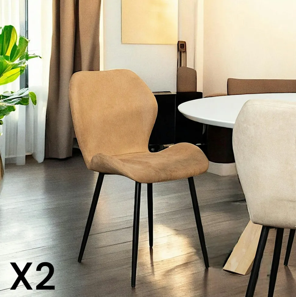 Fauteuil pivotant bi-matière, couleur moutarde (lot de 2) IENA