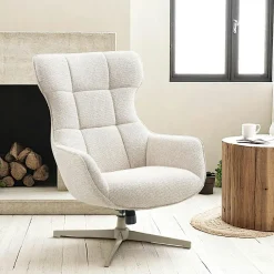 Fauteuil pivotant confort, couleur blanc naturel BERLIN