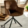 Fauteuil pivotant contemporain microfibre havane (lot de 2) IENA