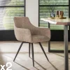 Fauteuil pivotant de salle à manger en bouclette sable (lot de 2) GALWAY
