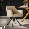 Fauteuil pivotant de table en bouclette sable (lot de 2) MELBOURNE
