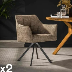 Fauteuil pivotant de table en bouclette cannelle (lot de 2) MELBOURNE