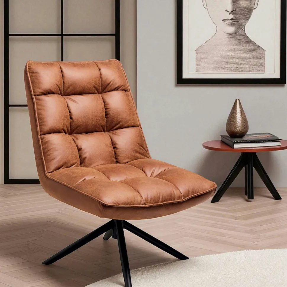 Fauteuil pivotant gris anthracite - confort salon KERALA