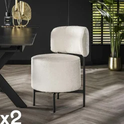 Fauteuil pivotant rond en bouclette grise (lot de 2) GALWAY