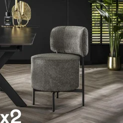 Fauteuil pivotant rond en bouclette blanche (lot de 2) GALWAY