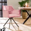 Fauteuil pivotant velours rose pied étoile MELBOURNE (lot de 2)