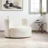 Fauteuil rond blanc crème - tissu bouclette LUCCA