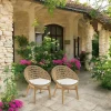 Fauteuil rond tressé beige avec coussin blanc (lot de 2) SUMMER