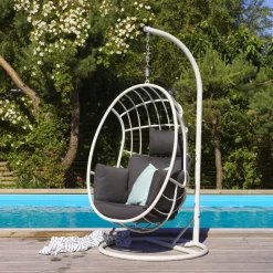 Fauteuil suspendu design en aluminium blanc OSLO
