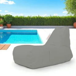 Grand pouf extérieur imperméable gris - avec poches ARTA