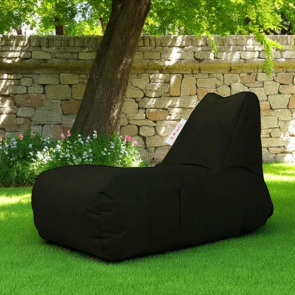 Grand pouf extérieur imperméable gris - avec poches ARTA