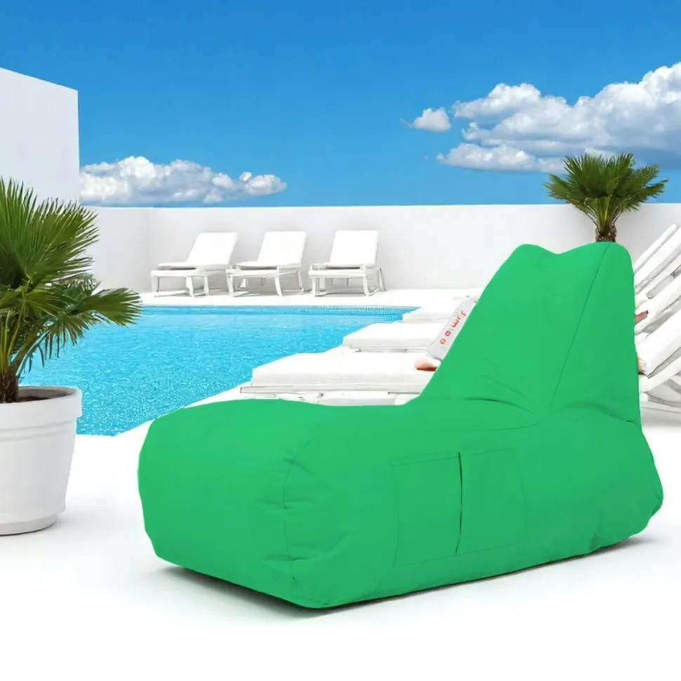 Grand pouf extérieur imperméable noir - avec poches ARTA