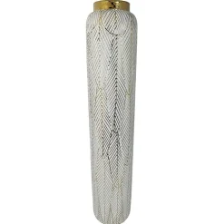 Grand vase doré et blanc avec feuillage