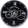 Horloge engrenages argent fond noir Boston
