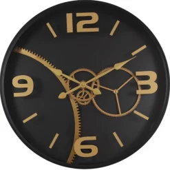 Horloge engrenages noir et or