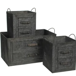Jardinière en Zinc effet faux tiroirs (lot de 3)