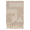 Jeté de canapé beige & brun à franges - 130x180 FALLON