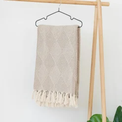 Jeté de canapé beige motif losanges - 130x180 cm FALLON