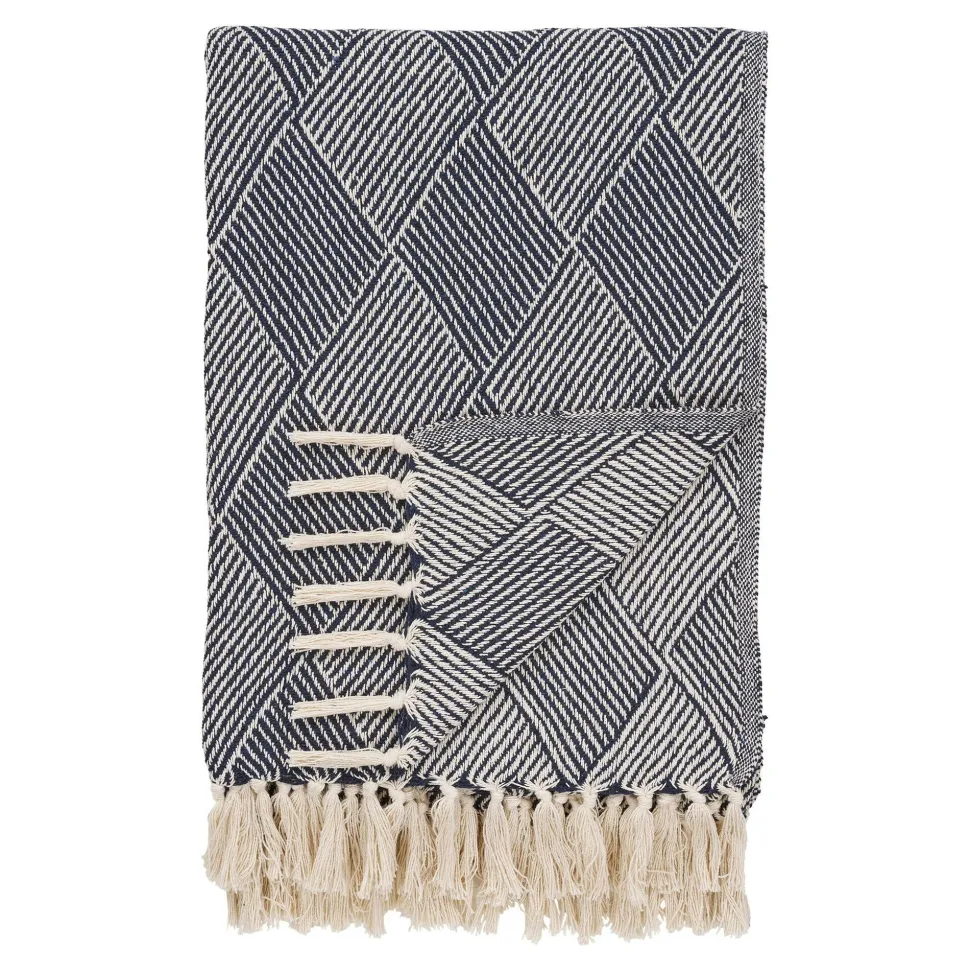 Jeté de canapé bleu marine motif losanges - 130x180 cm FALLON