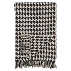 Jeté de canapé noir & blanc – motif pied-de-poule FALLON