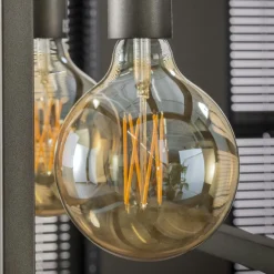 Lampadaire contemporain échelle bois 5 lampes LUCKNOW