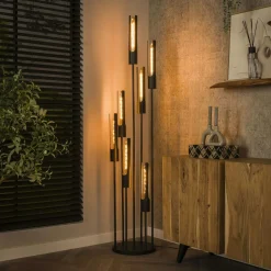 Lampadaire décoratif en métal effet toile H 92 cm RALF