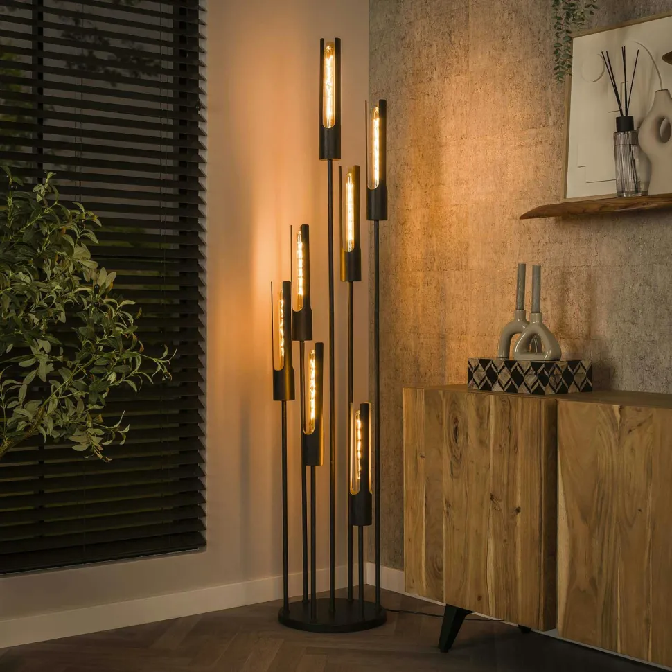 Lampadaire décoratif en métal effet toile H 92 cm RALF