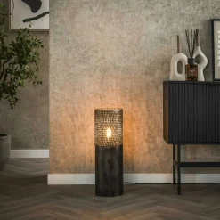 Lampadaire décoratif en métal effet toile H 92 cm RALF
