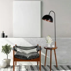 Lampadaire de lecture noir avec table intégrée KILIS