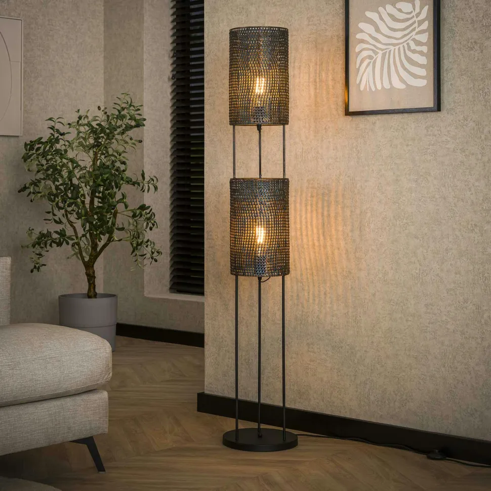 Lampadaire de salon avec abat-jour effet maille TRIBECA