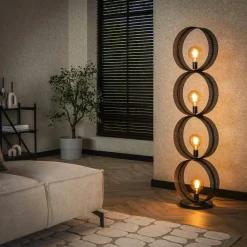 Lampadaire design 4 anneaux en métal perforé RALF
