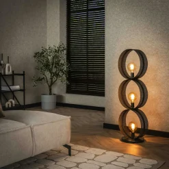 Lampadaire design 4 anneaux en métal perforé RALF