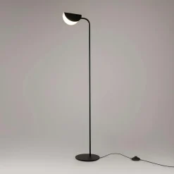 Lampadaire design noir - abat jour plié, interrupteur LENORE