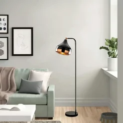 Lampadaire design noir et doré à tête orientable SILE