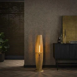 Lampadaire en bois de manguier ajouré 2 lampes LUCKNOW