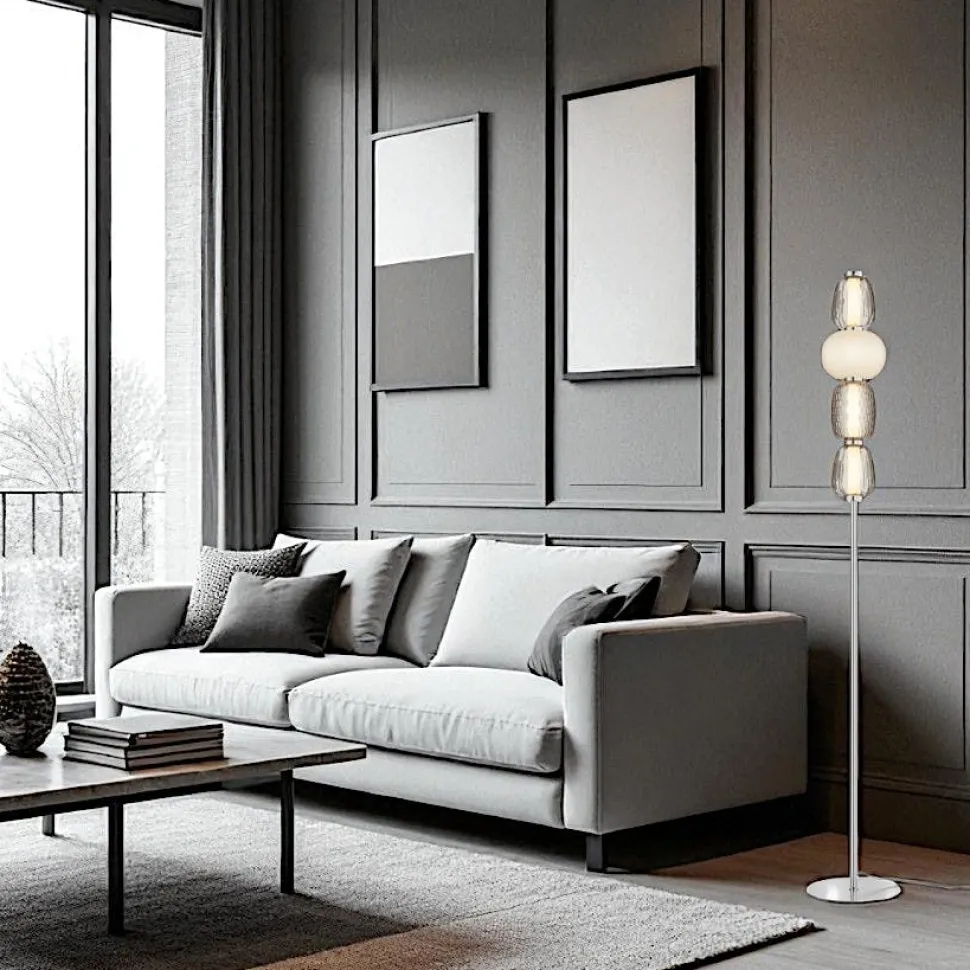 Lampadaire moderne verre taillé – abat‑jour bijoux SYCOMORE